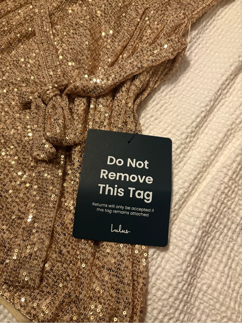 Lulu's Gold Sequin Wrap Dress